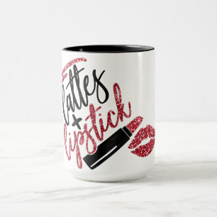 Lattes und Lippenstift-Imitat-Glitzer-Rot Tasse