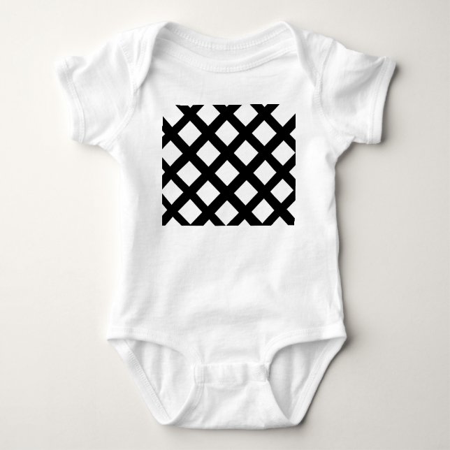 Lattice Baby Bodysuit (Creme & Black) Baby Strampler (Vorderseite)
