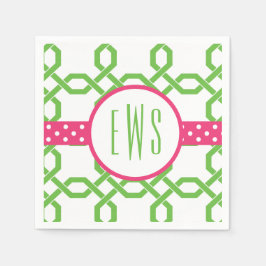 Lattice & Grosgrain Mit Monogramm Party Napkins Serviette