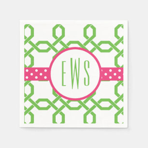 Lattice & Grosgrain Mit Monogramm Party Napkins Serviette