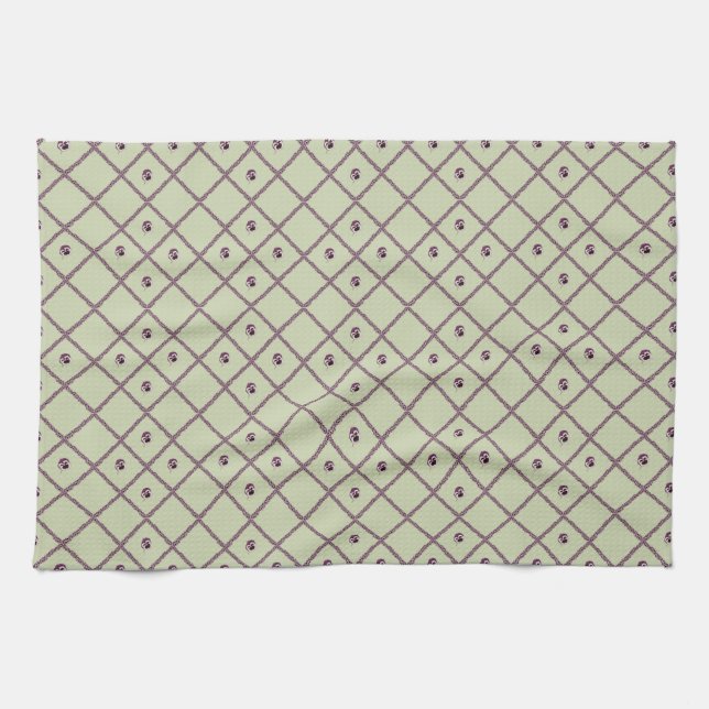 Lattice Pansy Tea Towel Geschirrtuch (Horizontal)