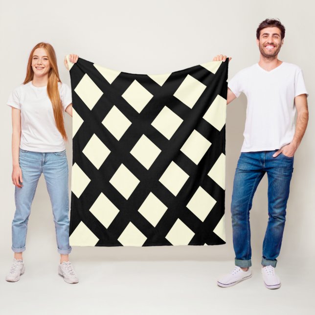 Lattice Throw Blanket (Creme & Black) Fleecedecke (Beispiel)