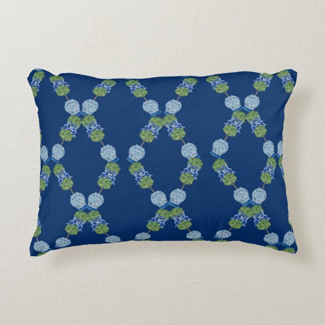 Lattice Topiary Chinoiserie Blue Ginger Jars Dekokissen (Vorderseite)