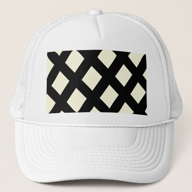 Lattice Trucker Hat (Cream & Black) Truckerkappe (Vorderseite)