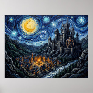 Latveria Sternennacht Comic-Landschaft Poster