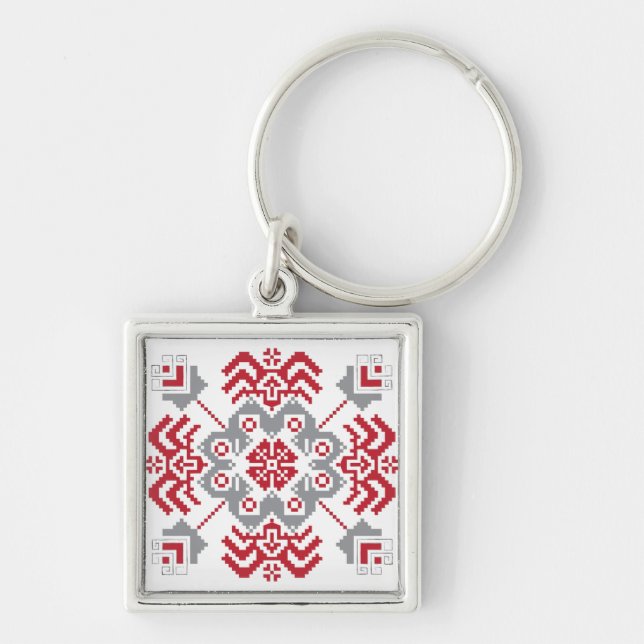 Latvian Auseklis Folk art geometric medallion Schlüsselanhänger (Vorne)