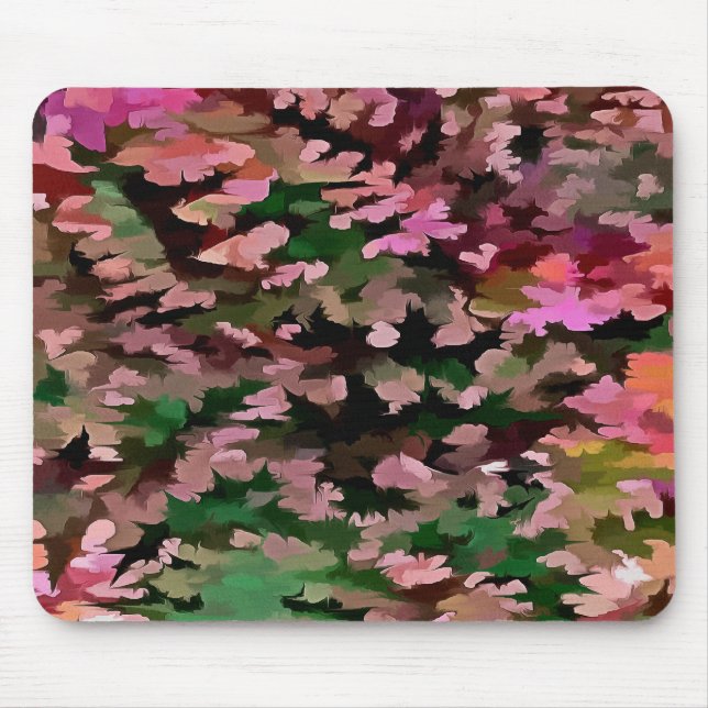 Laub abstrakt im Rosa, im Pfirsich und im Grün Mousepad (Vorne)