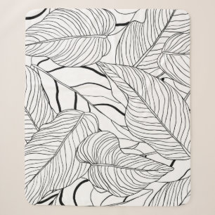 Laub nahtloses Muster, lange Blätter Line Art Tint Sherpadecke