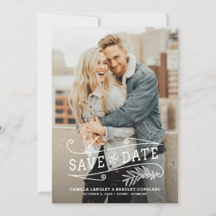 Laub-Overlay Vertikales Foto Save-the-Date Save The Date