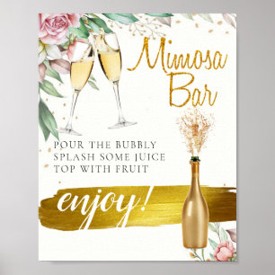 Laub-Scham-Brunch-Mimosa-Bar-Schild für die Hochze Poster