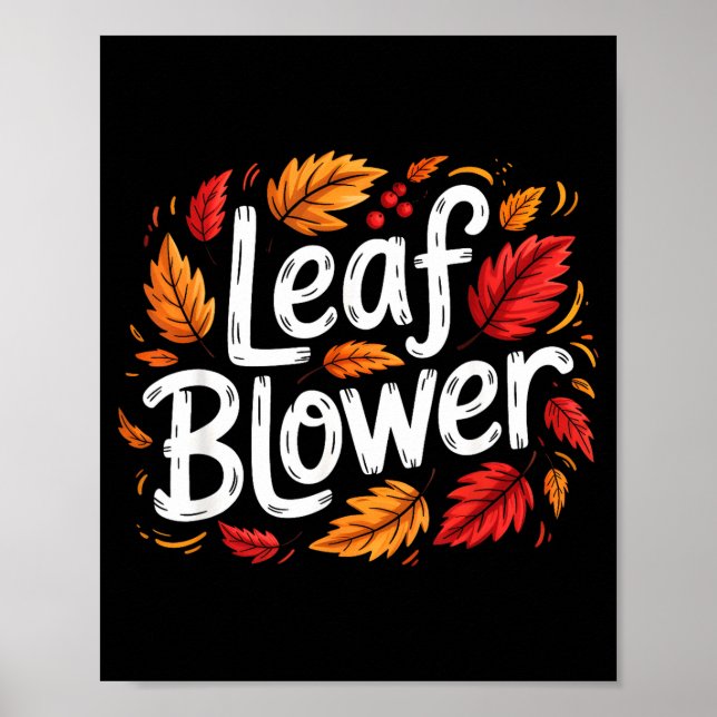 Laubbläser Herbstsaison Fallende Blätter Reinigung Poster (Vorne)