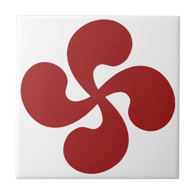 Lauburu-Rotes Baskenkreuz Fliese (Vorderseite)