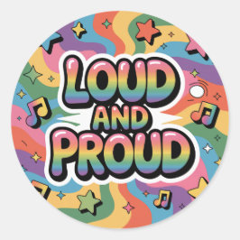 Laud und Stolz - Farbenfrohe psychedelische LGBTQ+ Runder Aufkleber