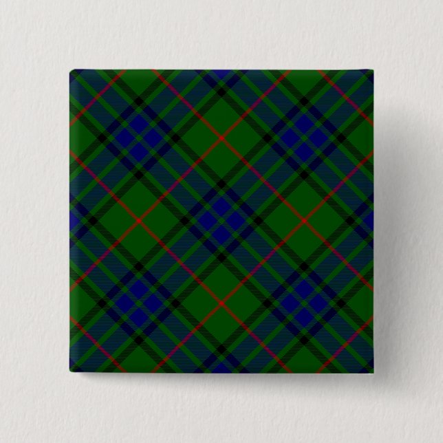 Lauder Tartan Blau kariert Button (Vorderseite)