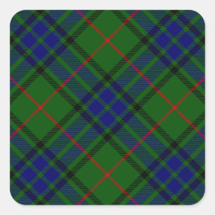 Lauder Tartan Blau kariert Quadratischer Aufkleber