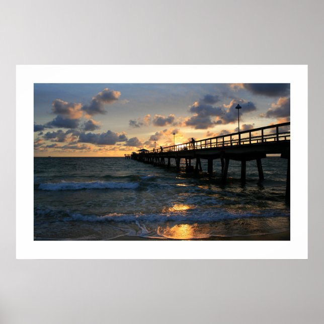 Lauderdale Pier Silhouetten Poster (Vorne)