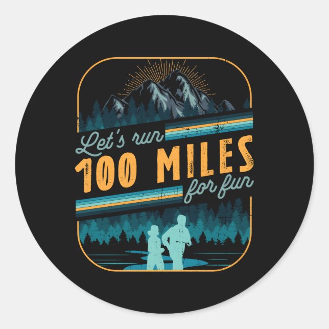 Lauf 100 Meilen Ultramarathon-Marathon Runder Aufkleber (Vorderseite)