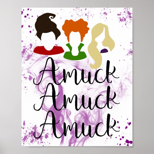 Lauf Amuk, Niedliches Halloween-Pokus Hexenposter Poster (Vorne)