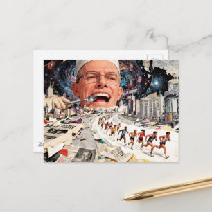 Lauf! Der Zahnarzt kommt Ein surreales AI-Kollage Postkarte