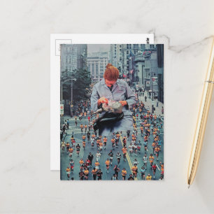 Lauf! Der Zahnarzt kommt Eine surrealistische Coll Postkarte