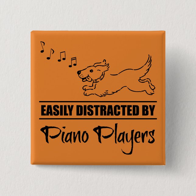 Lauf des Hundes durch Pianisten leicht abgelenkt Button (Vorderseite)