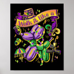Lauf es wie Mardi Gras Hund Retro lustiger Mardi G Poster
