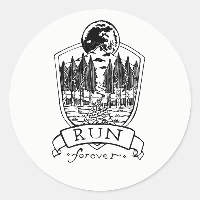 Lauf ewig runder aufkleber (Vorderseite)