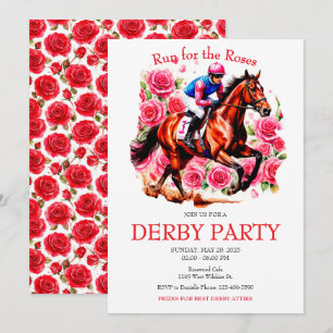 Lauf für die Rose Pferde Derby Party Einladung