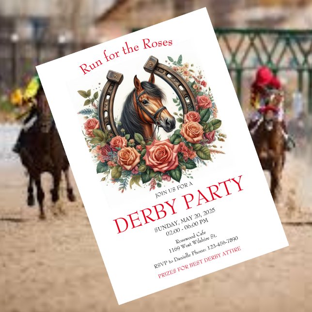Lauf für Rose Race Horse Derby Party Einladung (Von Creator hochgeladen)
