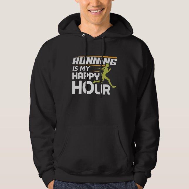 Lauf ist mein glücklicher Stundenläufer Hoodie (Vorderseite)