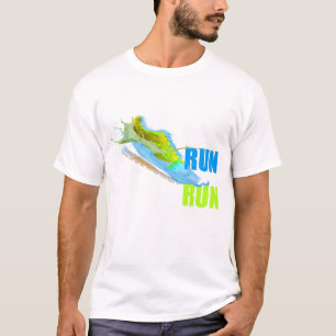 LAUF LAUF Farb-Spritzer Blau & Grün Laufschuh T-Shirt
