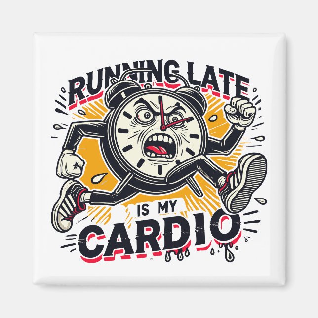 Lauf läuft mein Cardio - Funny Clock Design Magnet (Vorne)