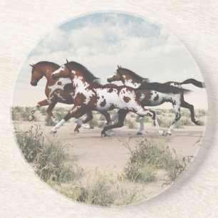 Lauf wie der Wind - Galloping Paint Horses Unterse Sandstein Untersetzer