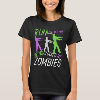 Lauf wie du vor Zombies fliehst Lustiger Halloween T-Shirt