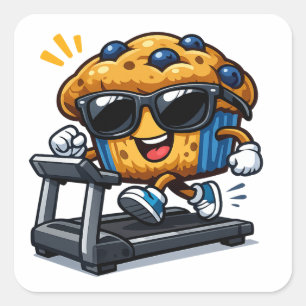 Laufband-Muffin Quadratischer Aufkleber