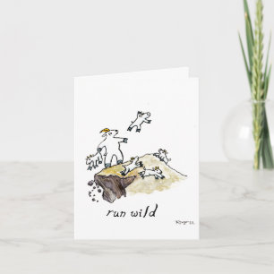 "laufe wild," kleine, 4x5.6" leere Grußkarte Karte