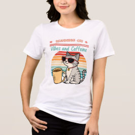 Laufen auf Vibes & Koffein - Cooles Katzenrücklauf Tri-Blend Shirt
