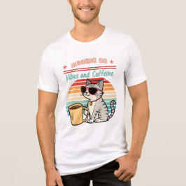 Laufen auf Vibes & Koffein - Cooles Katzenrücklauf Tri-Blend Shirt