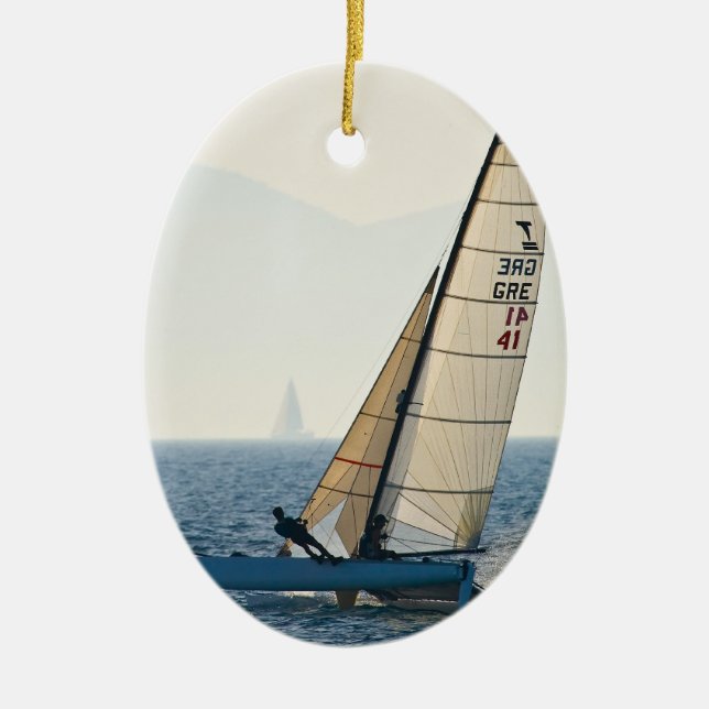 Laufen der Segelboot-Verzierung Keramik Ornament (Vorne)