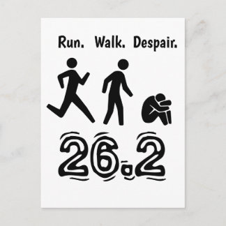 Laufen. Gehen. Verzweiflung. Marathon Spaß Postkarte