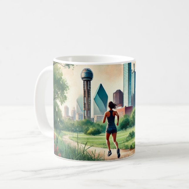 Laufen in Dallas Texas Kaffeetasse (Vorderseite Links)