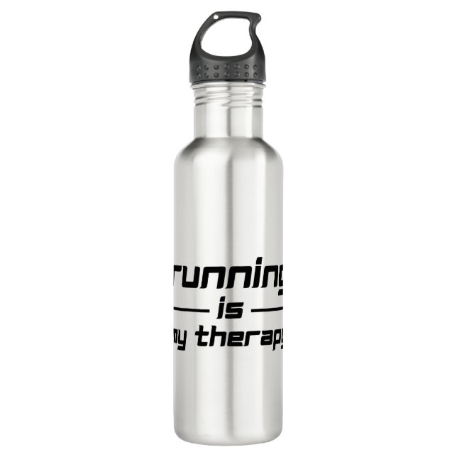 Laufen ist meine Therapie Edelstahlflasche (Vorderseite)