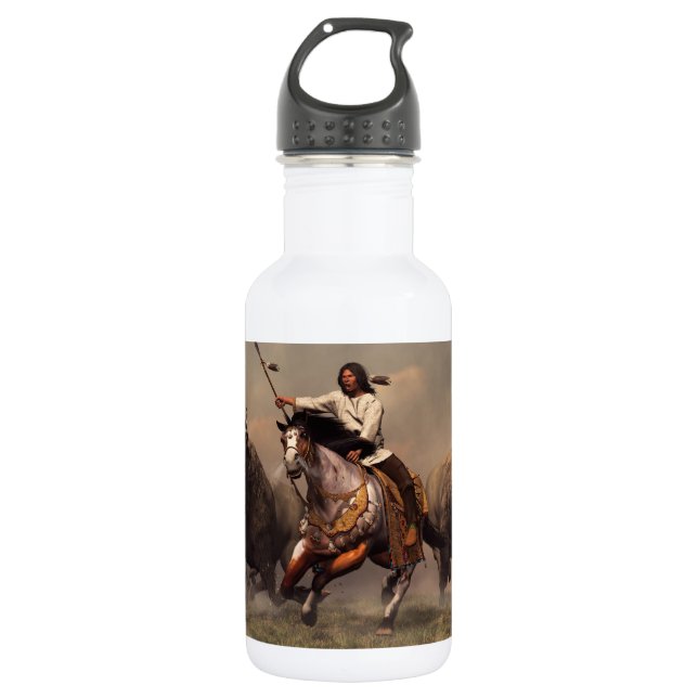 Laufen mit Büffel Edelstahlflasche (Vorderseite)
