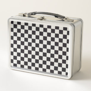 Laufen/Schach-Muster - Schwarzes Metall Brotdose