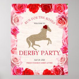 Laufen Sie für die Rose Derby Party Willkommen Poster