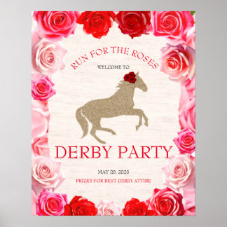 Laufen Sie für die Rose Derby Party Willkommen Poster