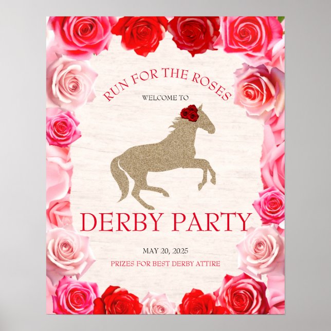 Laufen Sie für die Rose Derby Party Willkommen Poster (Vorne)
