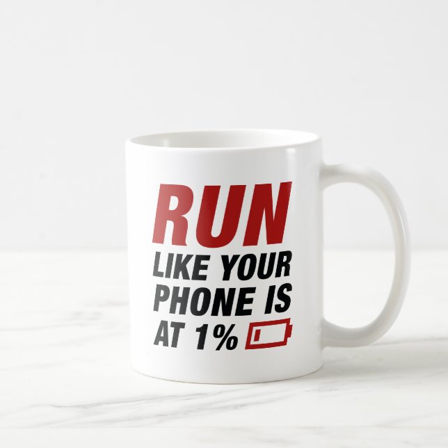 Laufen Sie wie Ihr Telefon ist bei 1 Prozent Kaffeetasse (Rechts)