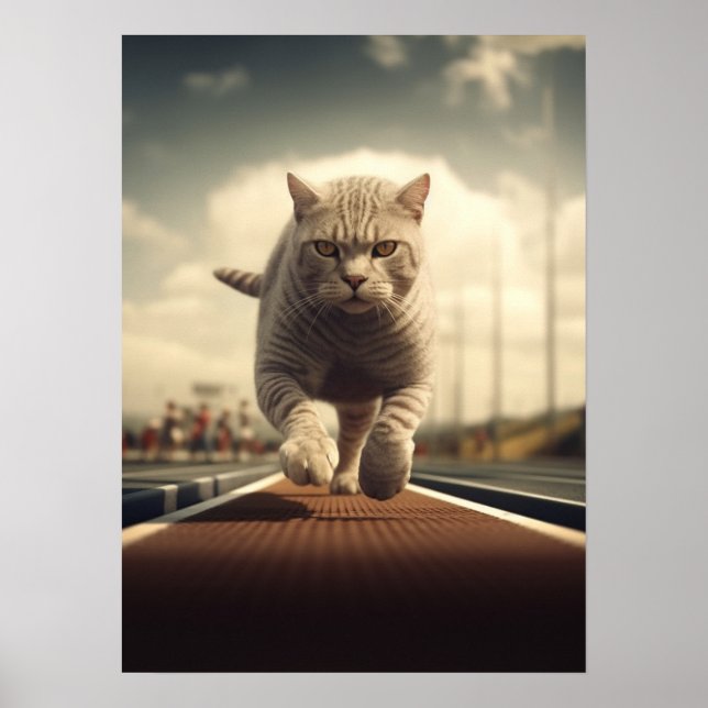 Laufen von Katzen, Gleis und Felder Poster (Vorne)