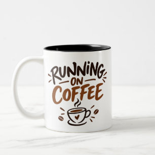Laufend auf Kaffee Lustiges Kaffeetassendesign Zweifarbige Tasse
